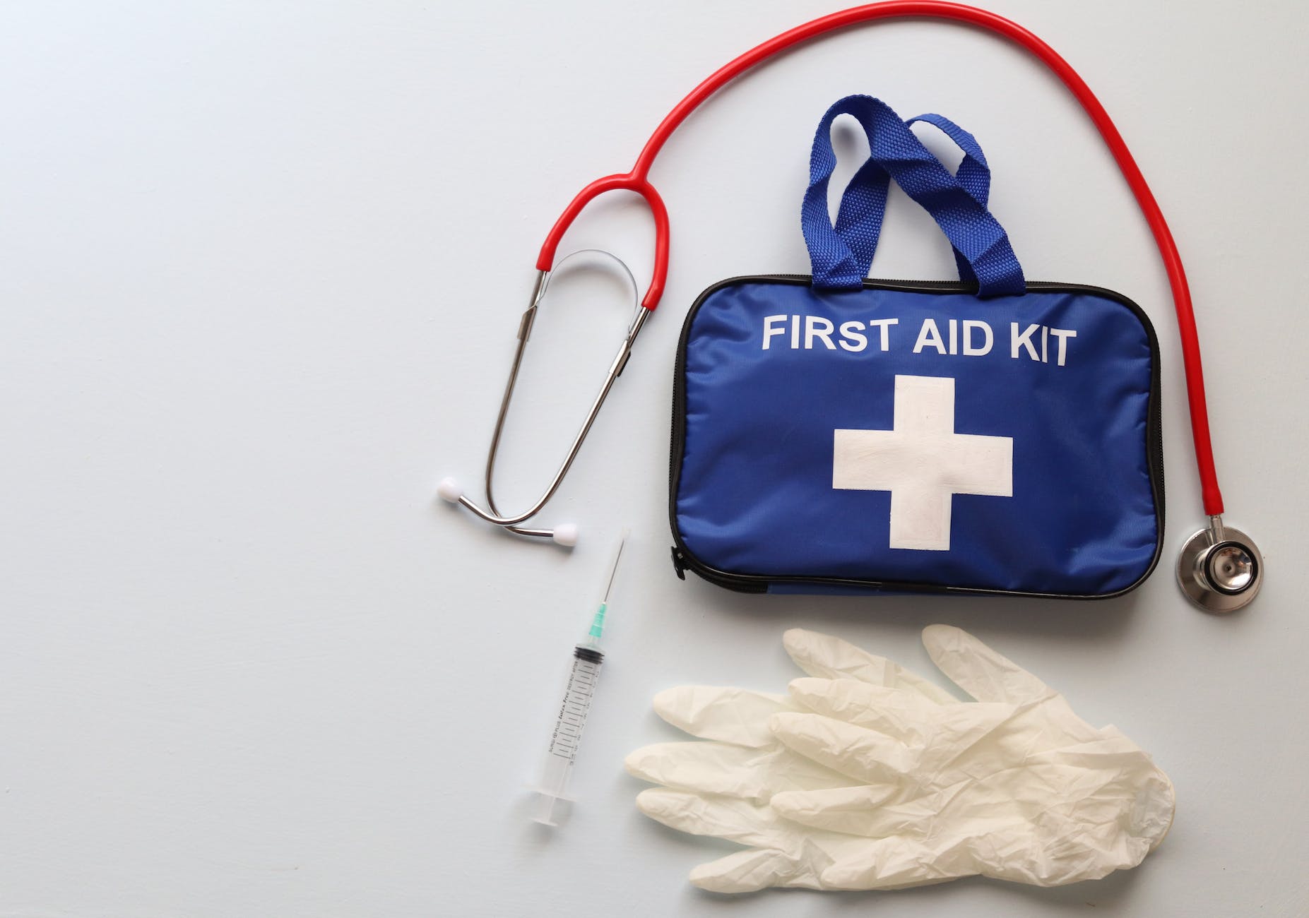 first aid kit on white background